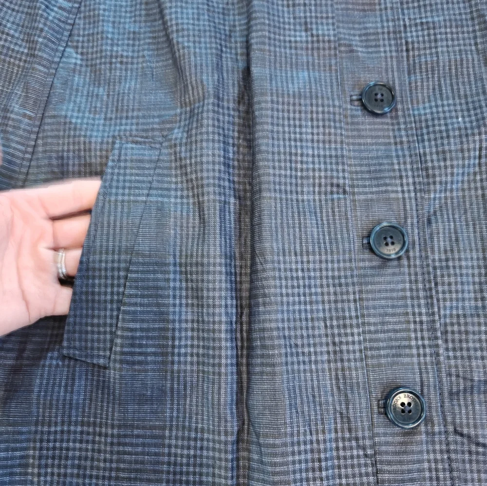 Brooks Brothers Linen Plaid Rain Poncho Women's‎ Medium Button Down Purple